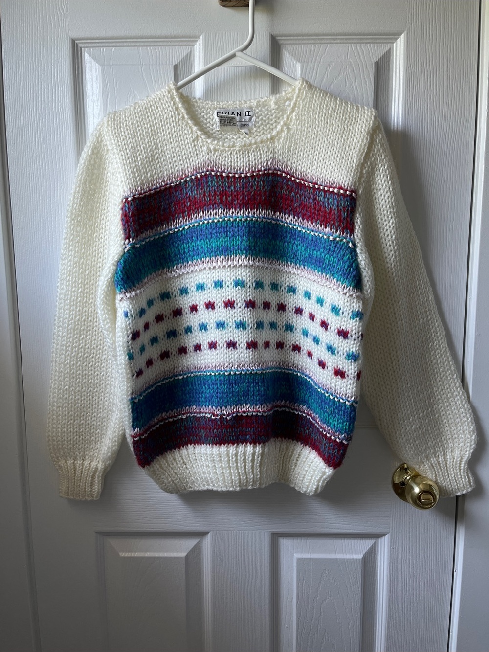 Vintage Evian II Handmade in Korea Colourful Striped Sweater